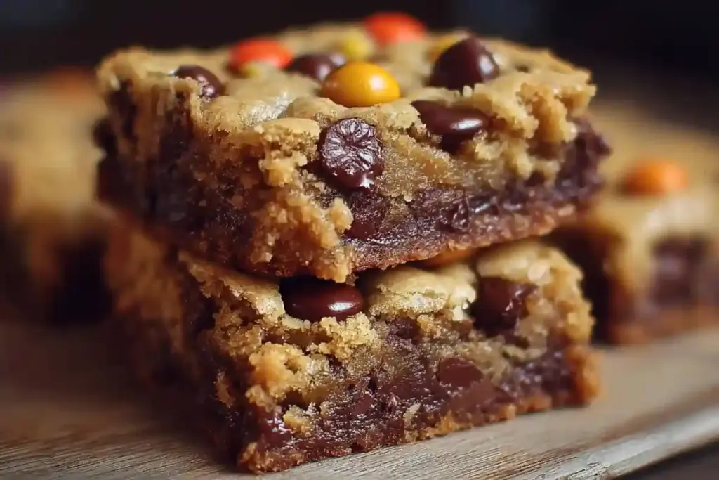 Reece's Pieces Chocolate Chip Cookie Bars