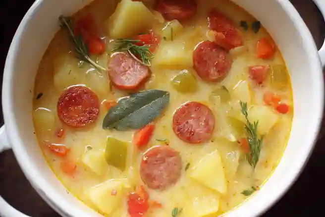 Smoked Sausage, Apple, and Potato Soup