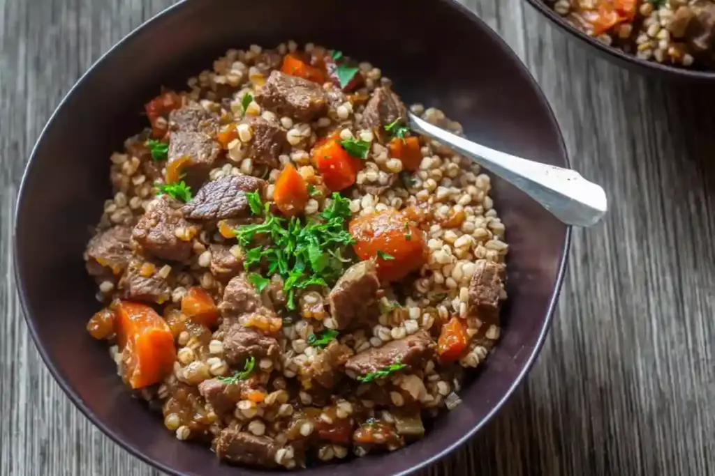 Stewed Buckwheat and Beef