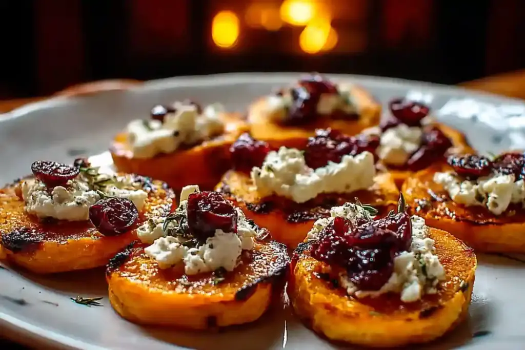 Sweet Potato Rounds with Goat Cheese & Cranberries