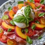 Tomato Peach Burrata Salad