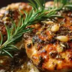Delicious garlic rosemary chicken cooked in 30 minutes, served with herbs.