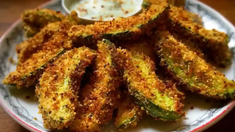 Delicious baked avocado fries served on a plate