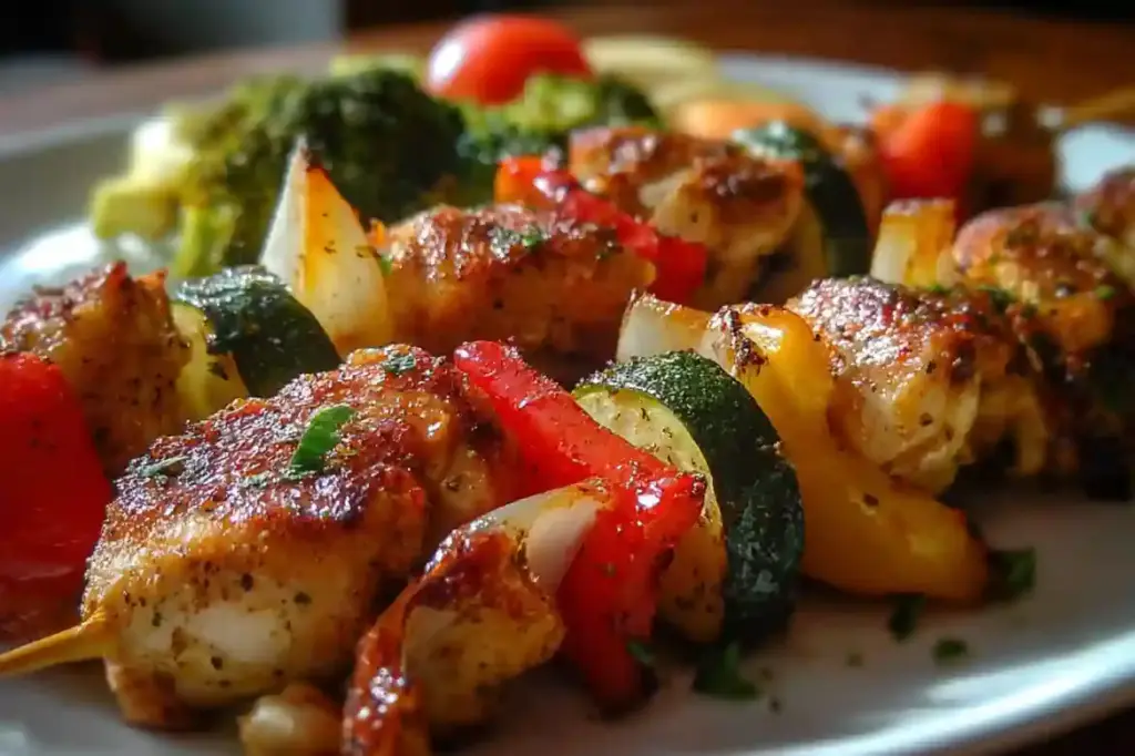 Baked Chicken and Veggie Skewers
