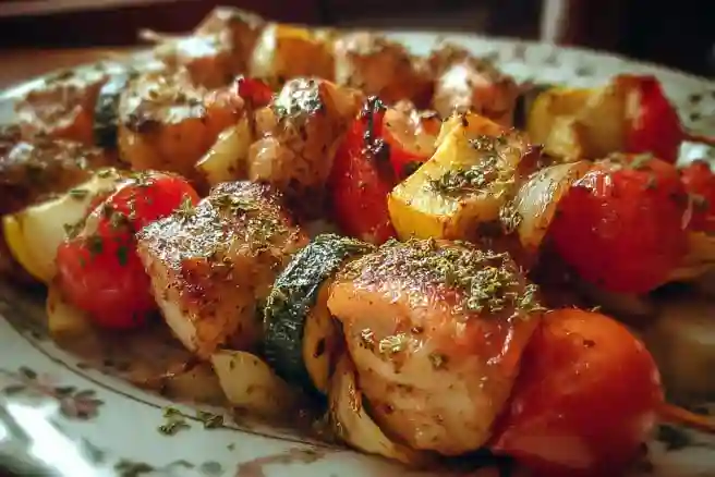 Baked Chicken and Veggie Skewers