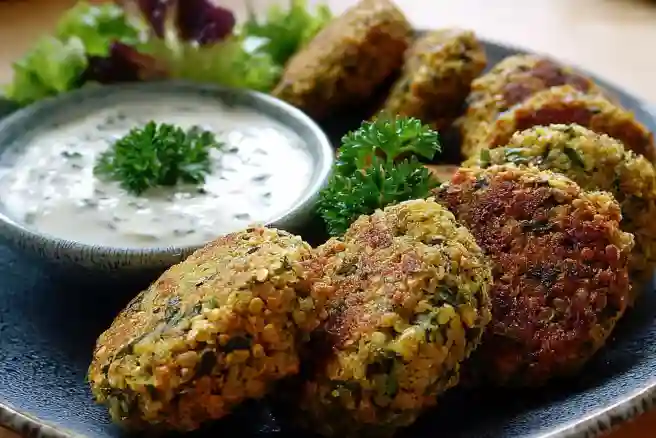 Baked Falafel with Yogurt Dip
