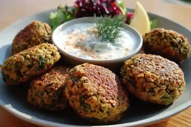 Baked Falafel with Yogurt Dip