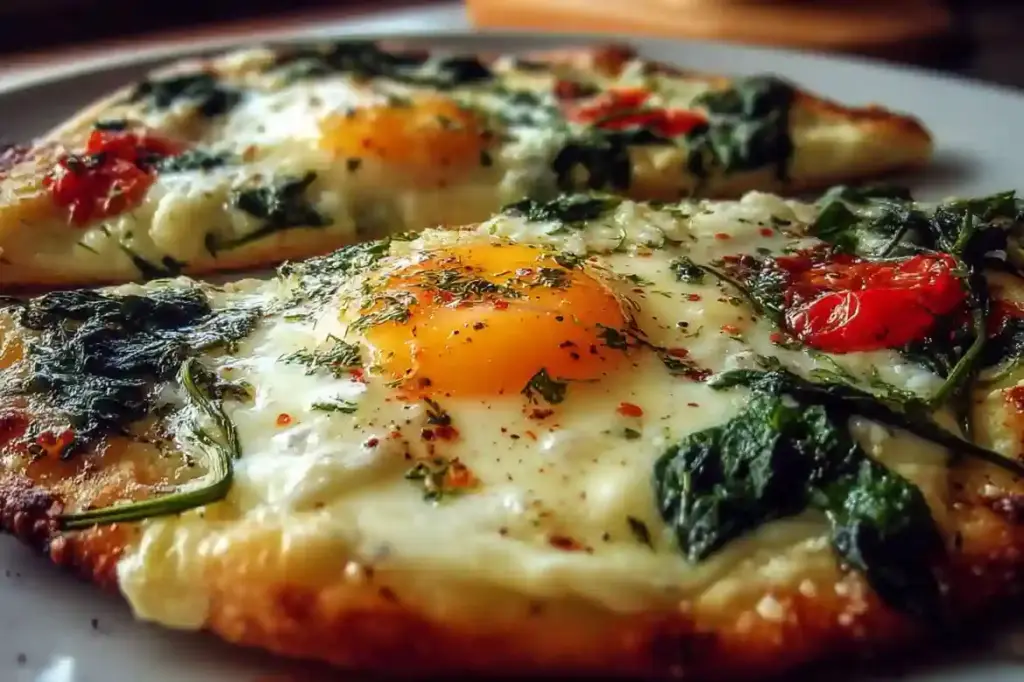 Breakfast Pizza with Eggs and Spinach
