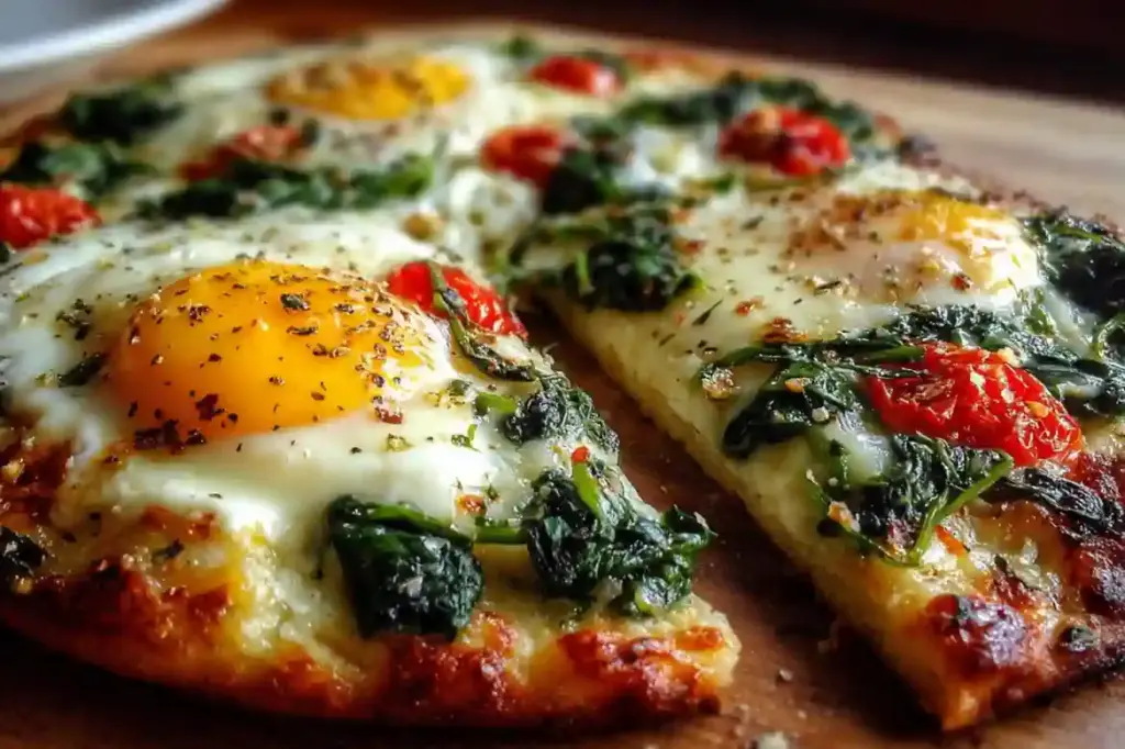 Breakfast Pizza with Eggs and Spinach
