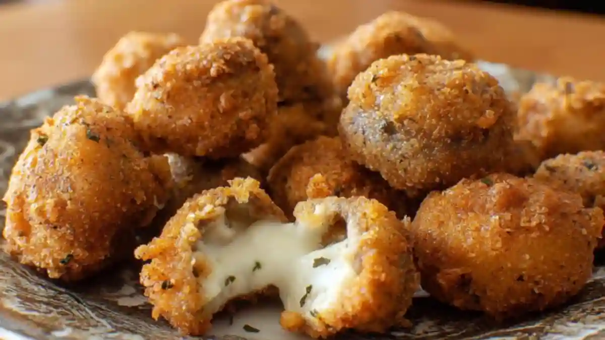 Delicious buttermilk fried mushrooms served as a crispy appetizer.