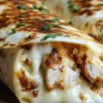 Delicious cheesy garlic chicken wraps served with fresh ingredients