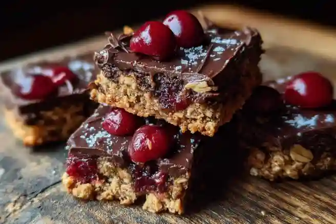 Cherry Oat Bars with Chocolate Ganache