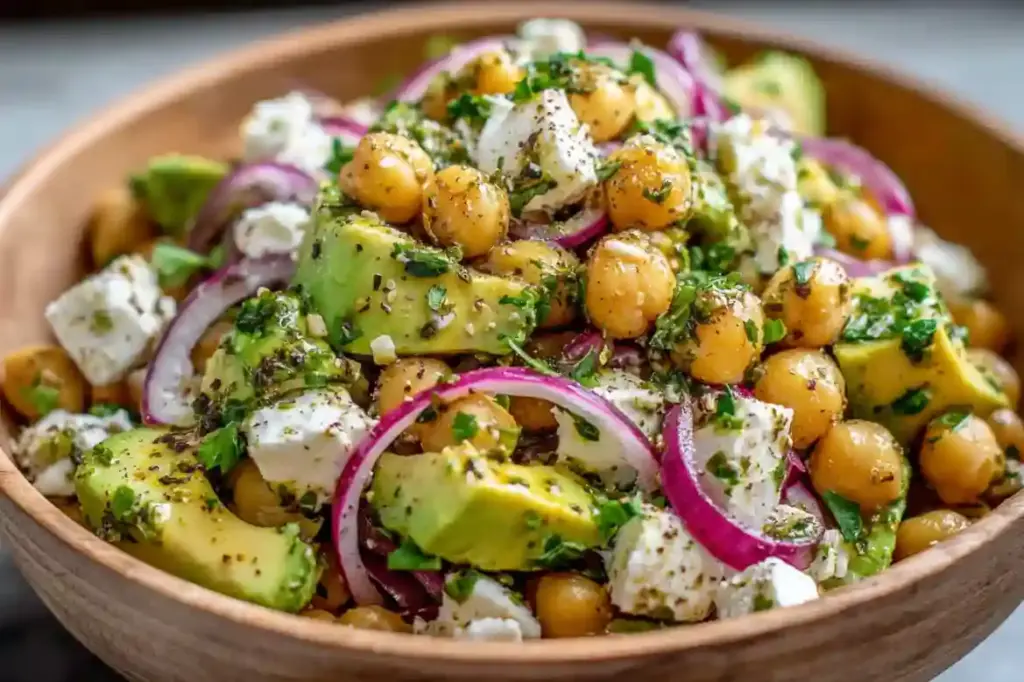 Chickpea Feta Avocado Salad