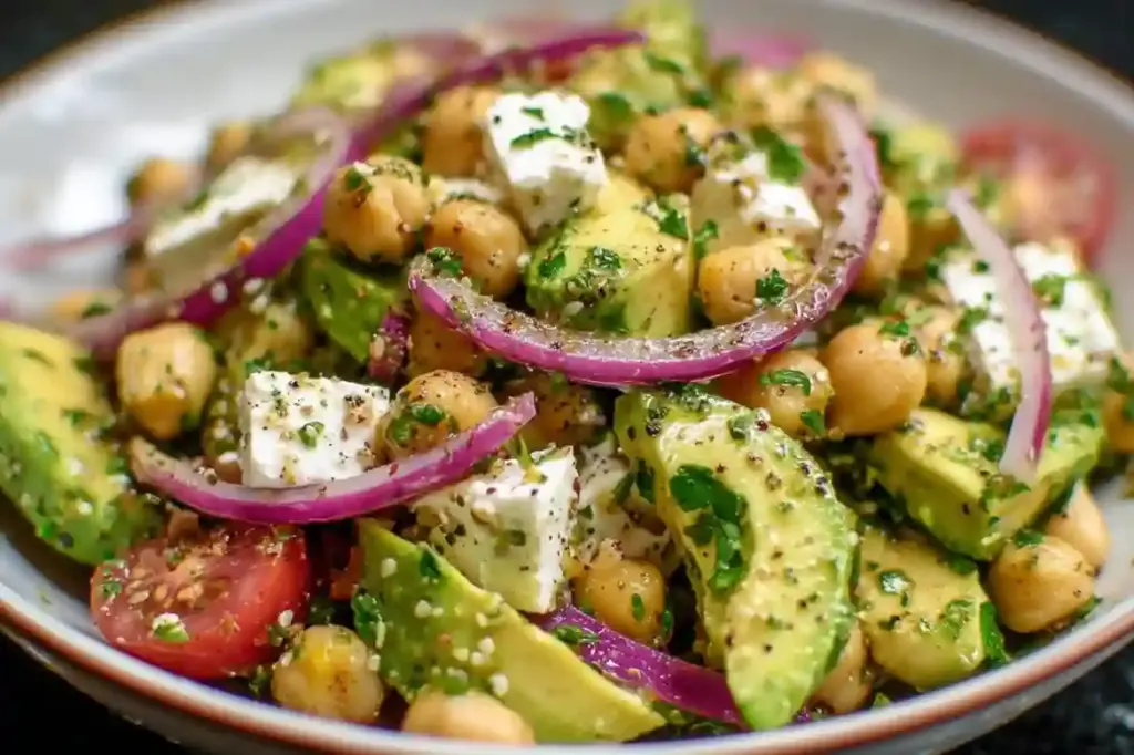 Chickpea Feta Avocado Salad