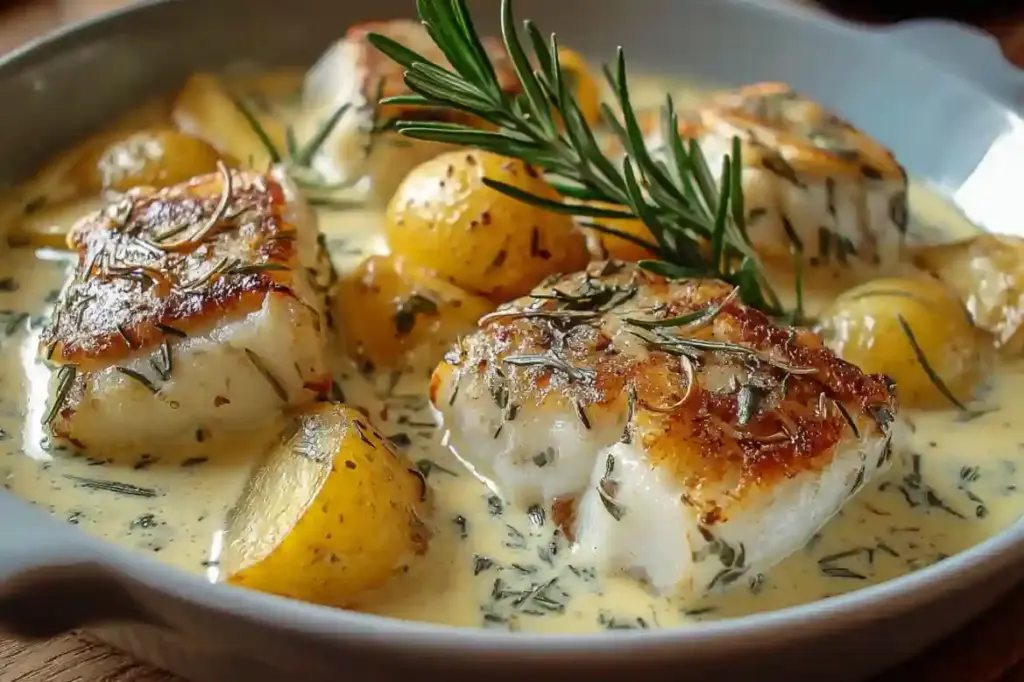 Cod & Potatoes in Rosemary Cream Sauce