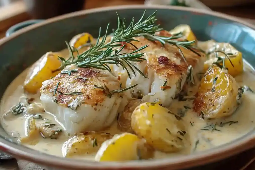 Cod & Potatoes in Rosemary Cream Sauce