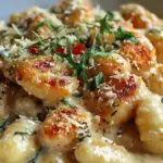 Creamy Crack Chicken Gnocchi served in a bowl with fresh herbs.