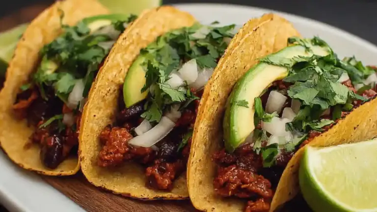 Fiery Mexican Chipotle Tacos topped with fresh ingredients and spices