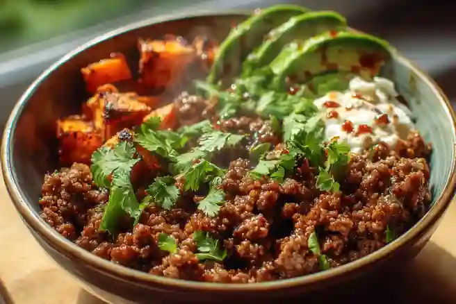 Ground Beef Hot Honey Bowl
