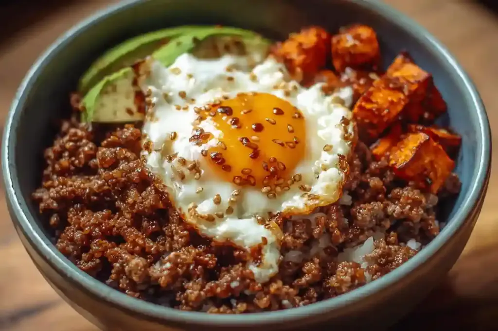 Ground Beef Hot Honey Bowl