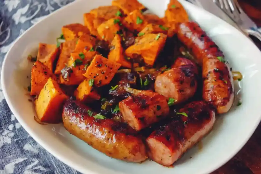 Honey Garlic Sausage with Sweet Potatoes