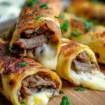Keto Philly Cheesesteak Roll Ups served on a plate with seasonings