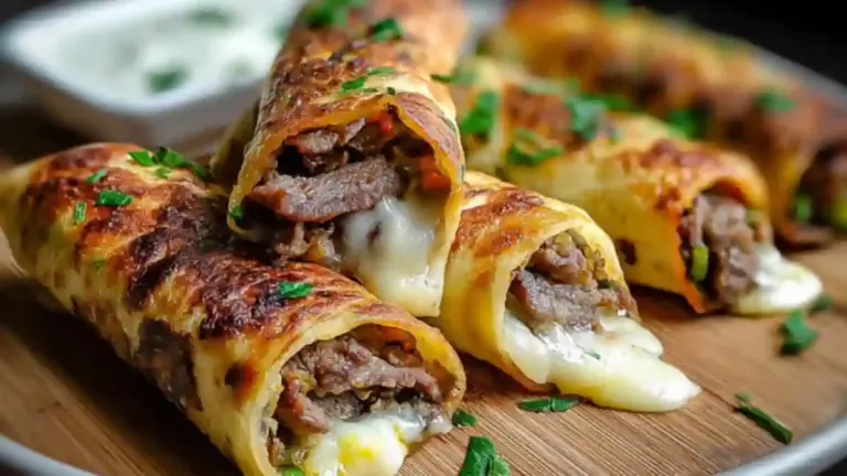 Keto Philly Cheesesteak Roll Ups served on a plate with seasonings