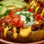 Delicious Loaded Fiesta Potato Bowls with toppings and vibrant ingredients