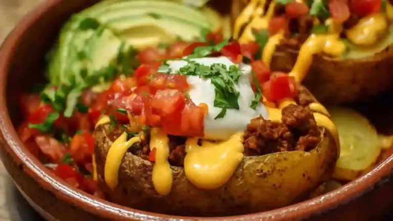 Delicious Loaded Fiesta Potato Bowls with toppings and vibrant ingredients