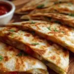 Mini veggie quesadilla triangles with colorful vegetables and melted cheese