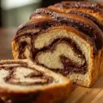 Nutella Swirl Chocolate Bread freshly baked and ready to enjoy