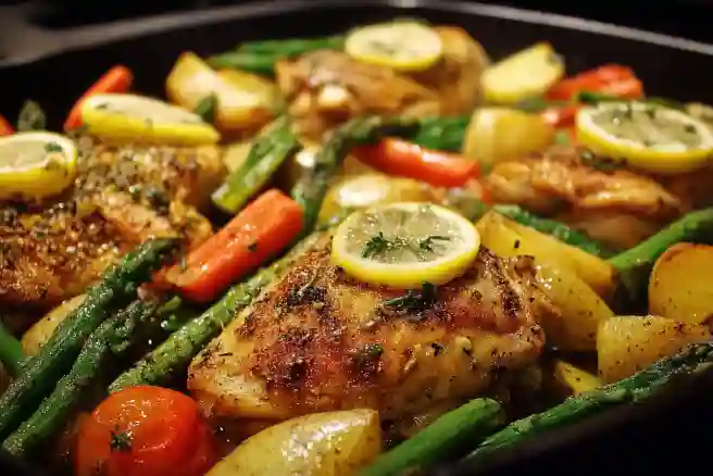 One Pan Lemon Garlic Chicken and Veggies