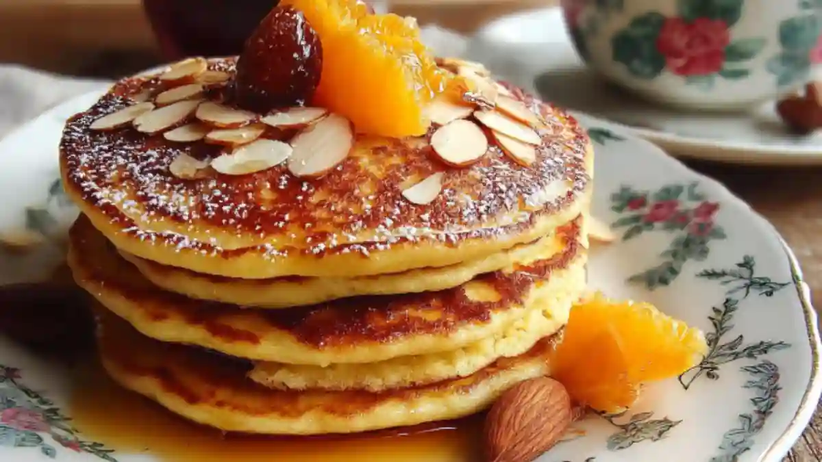 Delicious Orange Almond Pancakes with a citrusy flavor and nutty crunch