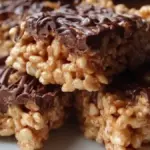 Delicious Peanut Butter Chocolate Rice Krispies treats in a colorful bowl.