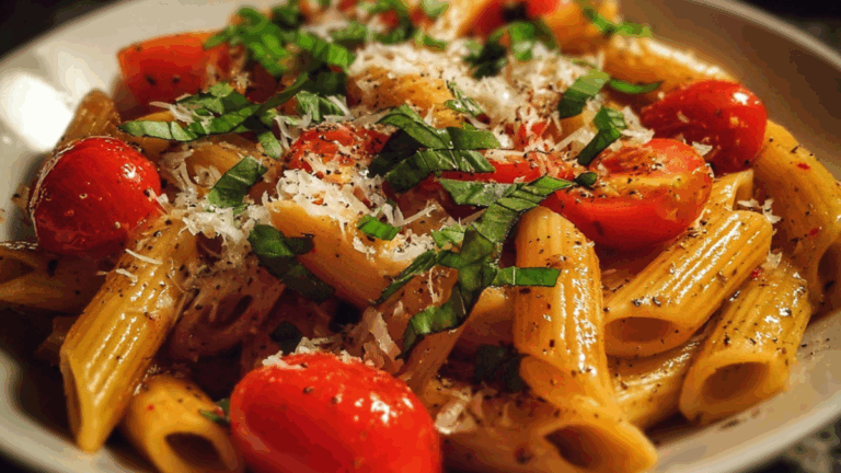 Quick and delicious Tomato Basil Pasta dish with fresh ingredients