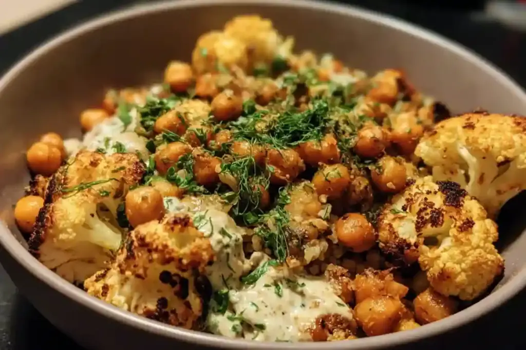 Roasted Cauliflower and Chickpea Bowls