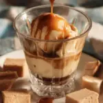 Delicious Salted Caramel Affogato with espresso and vanilla ice cream