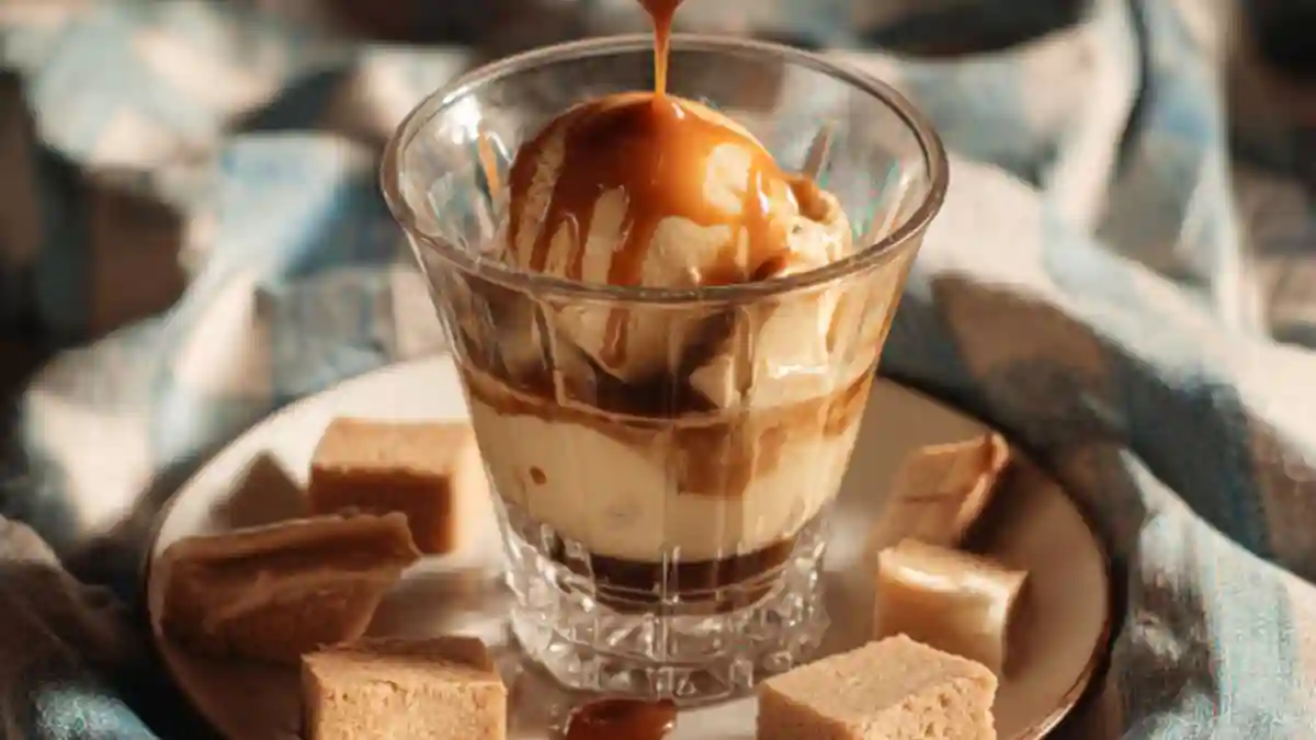 Delicious Salted Caramel Affogato with espresso and vanilla ice cream