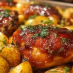 Sheet Pan BBQ Chicken with Potatoes, a delicious and easy dinner recipe