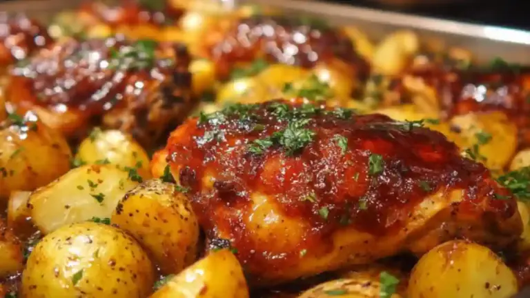 Sheet Pan BBQ Chicken with Potatoes, a delicious and easy dinner recipe
