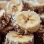 Simple frozen banana coins ready to be enjoyed as a healthy snack.