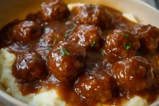 Slow Cooker Salisbury Steak Meatballs