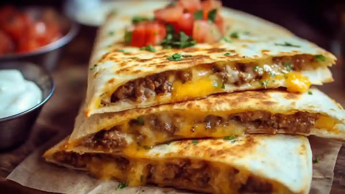 Delicious Smashburger Quesadillas filled with grilled ingredients and cheese