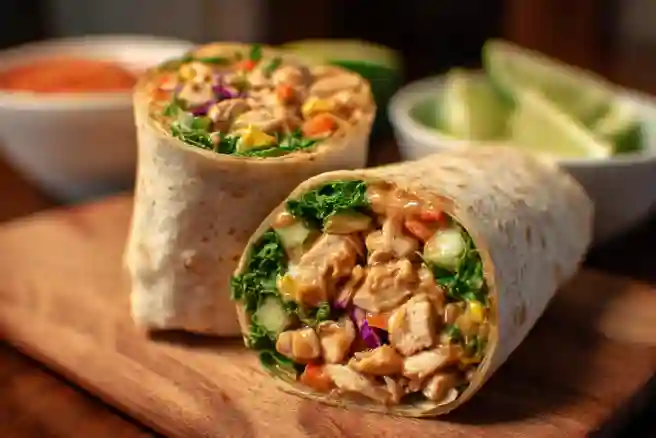 Thai Peanut Chicken Wraps