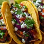 Delicious vegetarian mushroom tacos topped with fresh ingredients
