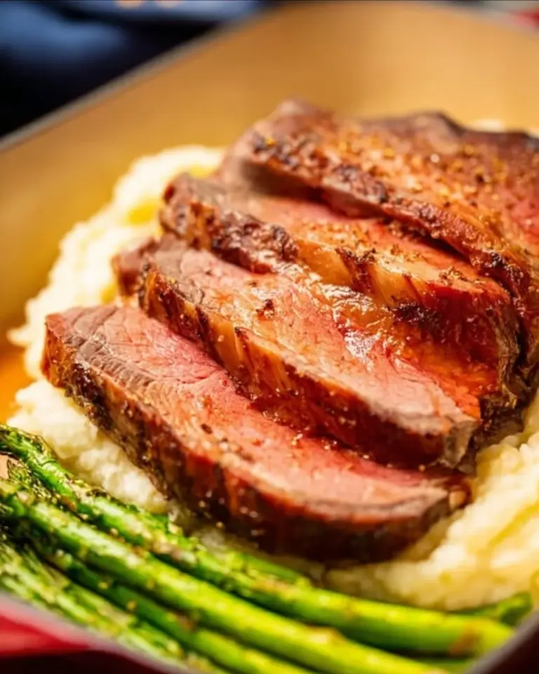Delicious air fryer roast beef cooked to perfection with herbs and spices