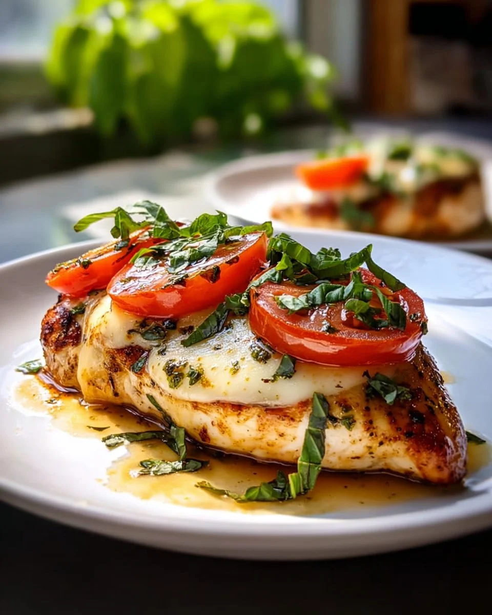 Juicy Caprese Stuffed Chicken Breast with mozzarella, tomatoes, and basil