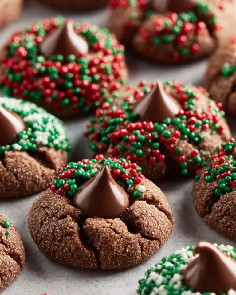 Freshly baked Chocolate Blossom Cookies with chocolate center