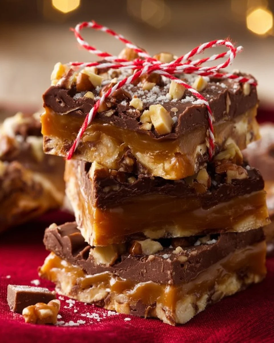 Delicious homemade Christmas Crack with chocolate and toffee.
