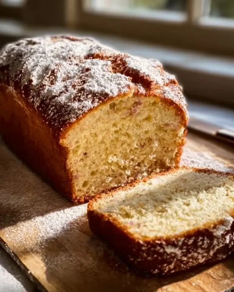 Slice of Christmas Eggnog Bread garnished with festive spices and nuts.